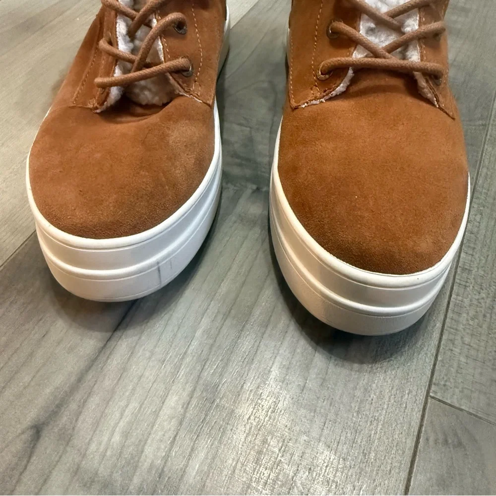J Slides ‘Torrie’ Brown Suede High Top Faux Fur Boots